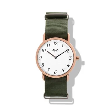 eHo Eco-Friendly Unisex Watch with Khaki Fabric Strap