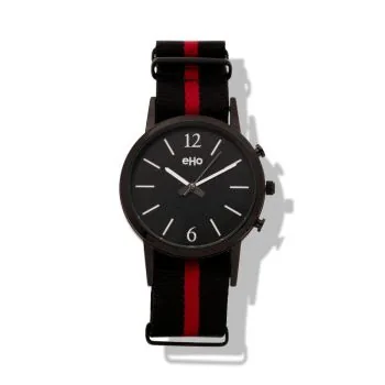 Face Montre Ecoresponsable eHo mixte métal noir et rouge