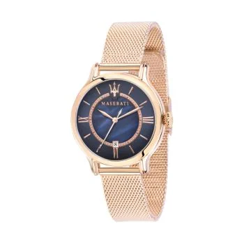 Face Montre Dateur Maserati Epoca Lady Doré Rose Cadran Bleu - R8853118513