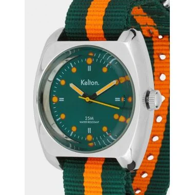 Cadran Montre Vintage Kelton - RC2 Nato Vert et Orange