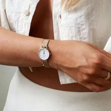 Portée Montre Daniel Wellington - Petite Pressed Melrose White - 24mm