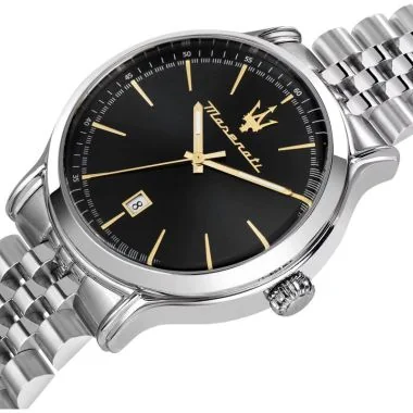 Cadran Montre Maserati - Epoca - Dateur Cadran Noir Acier Argenté - R8853118024