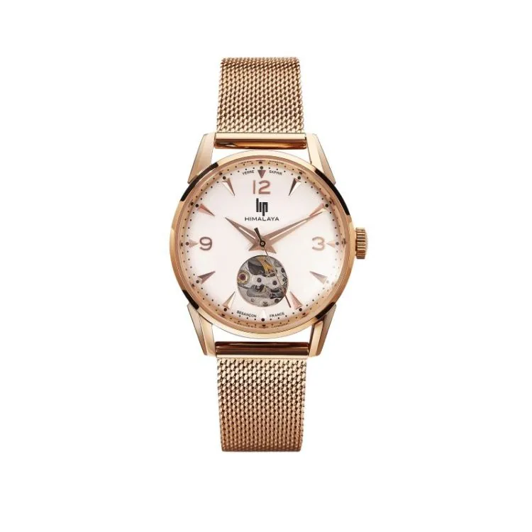 Face 2 Montre LIP - Himalaya 33mm - Automatique Coeur Battant - Doré Rose