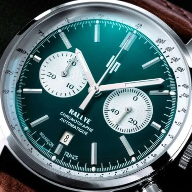Cadran Montre LIP - Rallye 42mm - Chronographe - Automatique - Cuir Marron