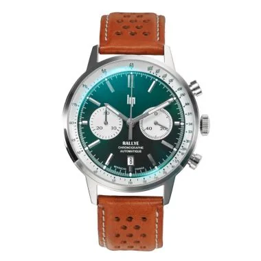 Face 2 Montre LIP - Rallye 42mm - Chronographe - Automatique - Cuir Marron