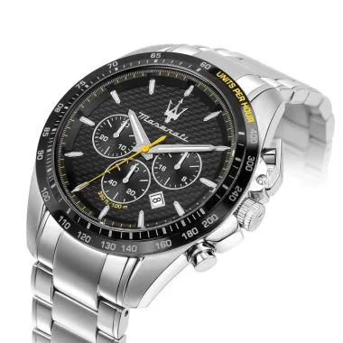 Cadran Montre Maserati - Traguardo Chronographe - Acier Argenté Cadran Noir - R8873612042