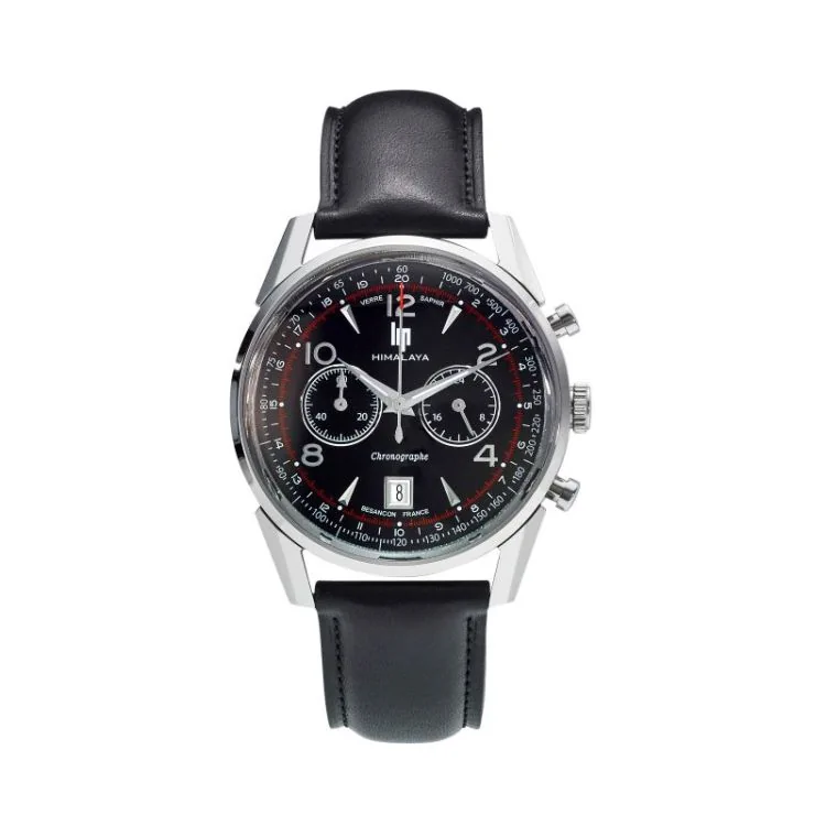 Face 2 Montre LIP - Himalaya 40 mm - Chronographe - Cuir Noir