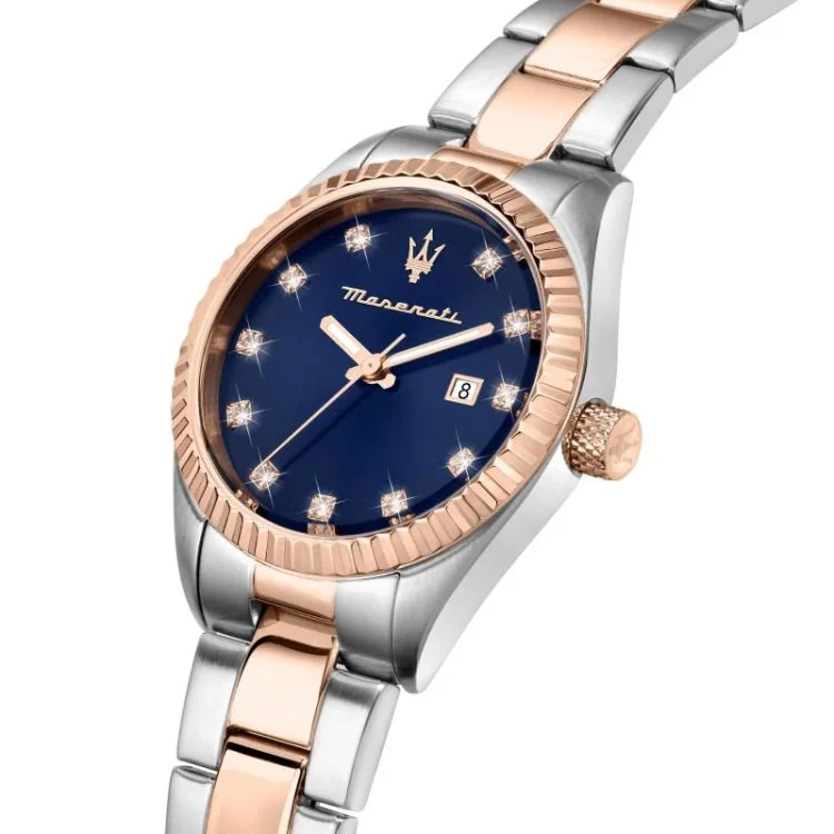 Cadran Montre Dateur Maserati - Competizione Lady - Acier Argenté et Doré - R8853100507