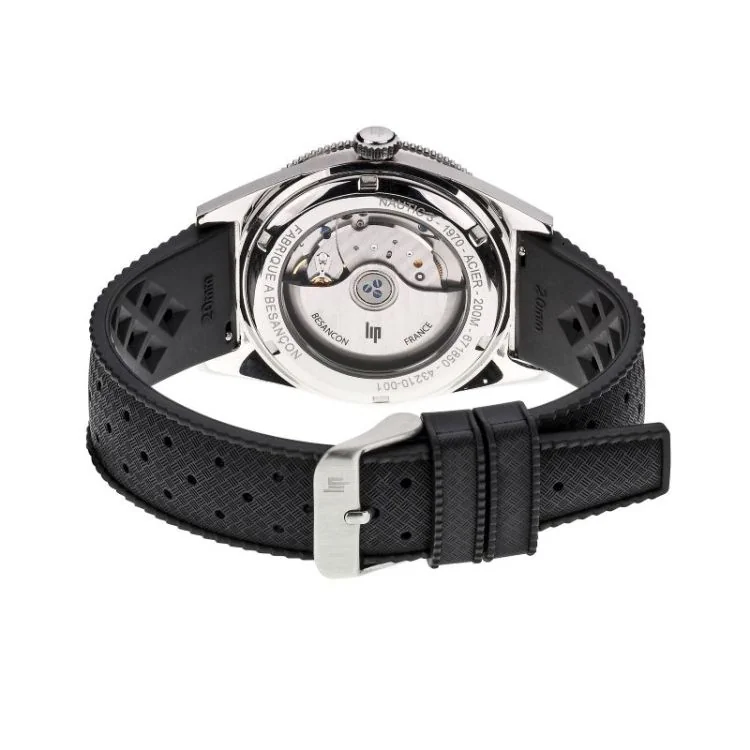 Dos Montre LIP - Nautic 3 - Automatique 39mm - Caoutchouc Noir