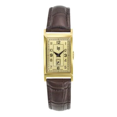 Face Montre LIP - Churchill T18 - Trotteuse Excentrée - Cuir Marron Façon Croco