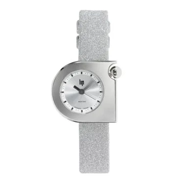 Face Montre LIP - Mach 2000 - Mini Moon - Cuir Argenté Pailleté