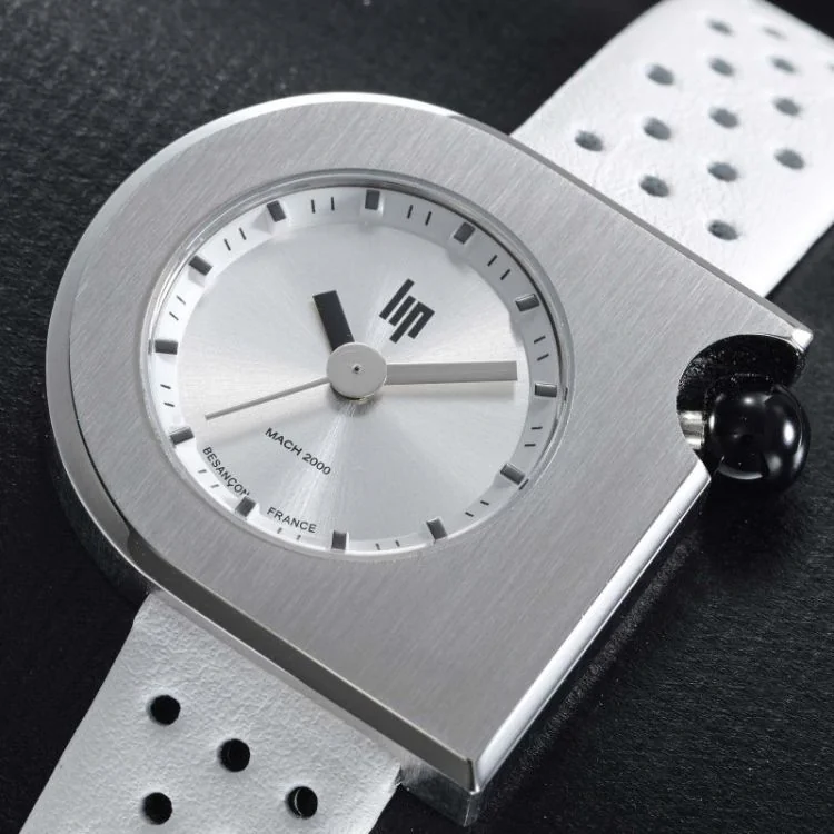 Cadran Montre LIP - Mach 2000 - Mini Moon - Cuir Blanc Perforé