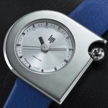 Cadran Montre LIP - Mach 2000 - Mini Moon - Cuir Bleu Lisse