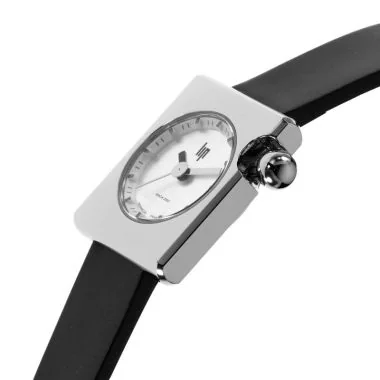 Profil Montre LIP - Mach 2000 - Mini Square - Cadran Argent - Cuir Lisse Noir