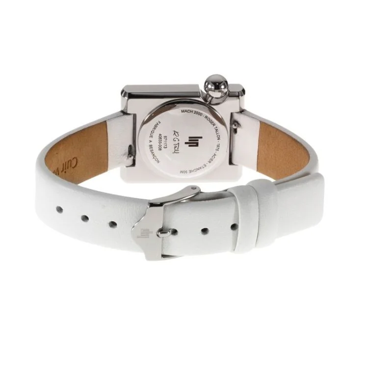 Dos Montre LIP - Mach 2000 - Mini Square - Cuir Blanc Pailleté
