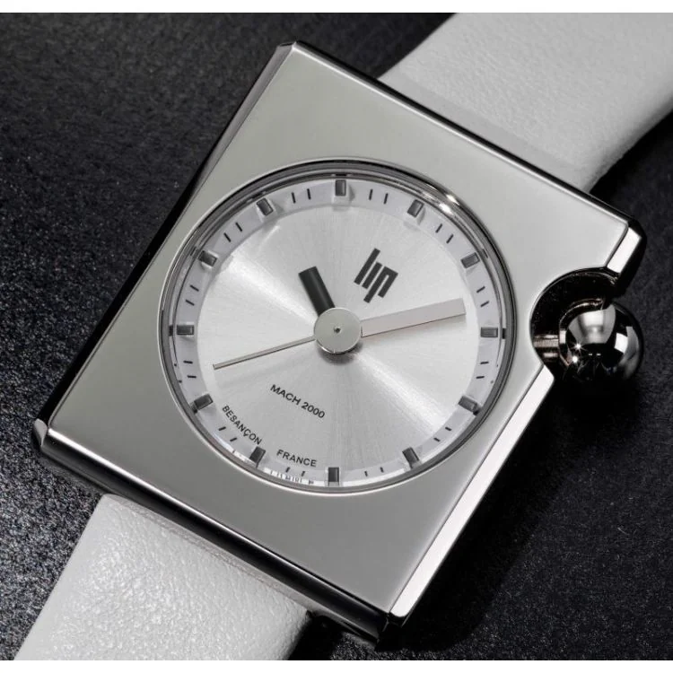 Cadran Montre LIP - Mach 2000 - Mini Square - Cuir Blanc Pailleté