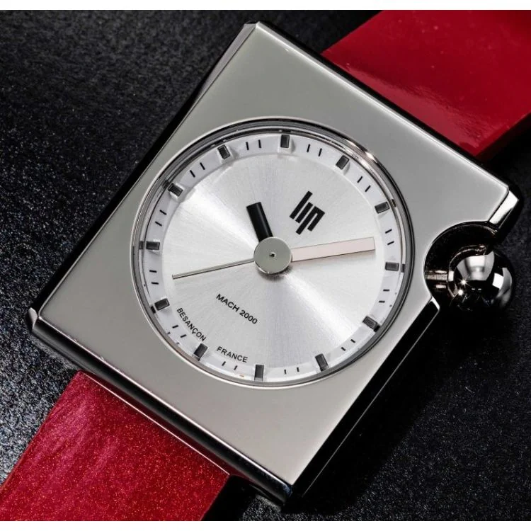 Cadran Montre LIP - Mach 2000 - Mini Square - Cuir Rouge Lisse