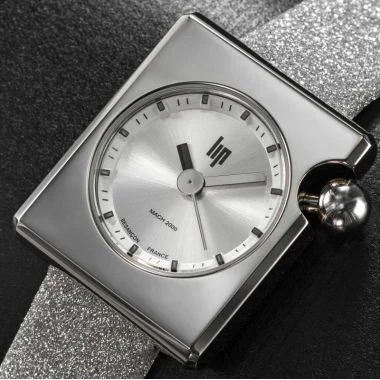 Cadran Montre LIP - Mach 2000 - Mini Square - Cuir Argenté Pailleté