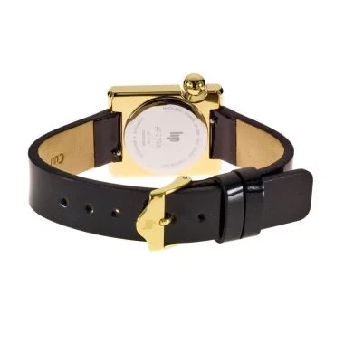 Dos Montre LIP - Mach 2000 - Mini Square - Cadran Doré - Cuir Noir Lisse