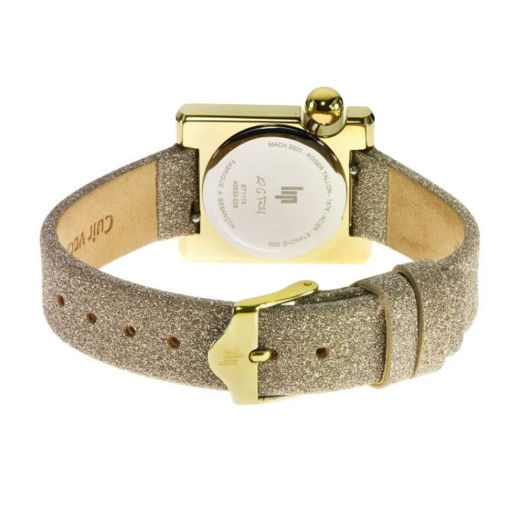 Dos Montre LIP - Mach 2000 - Mini Square - Cuir Doré Pailleté