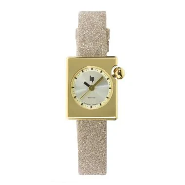 Face Montre LIP - Mach 2000 - Mini Square - Cuir Doré Pailleté