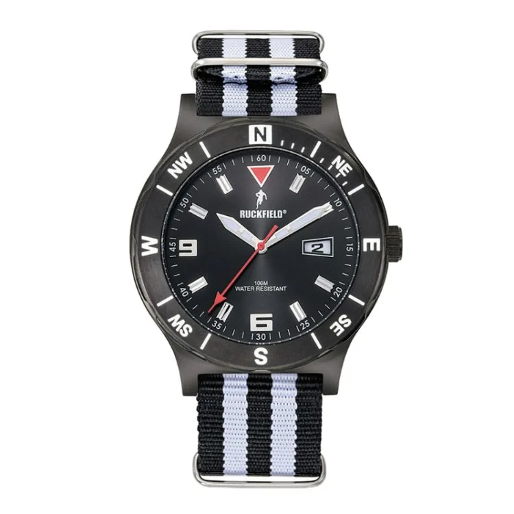 Montre Ruckfield - Rugby - Nato Noir et Blanc