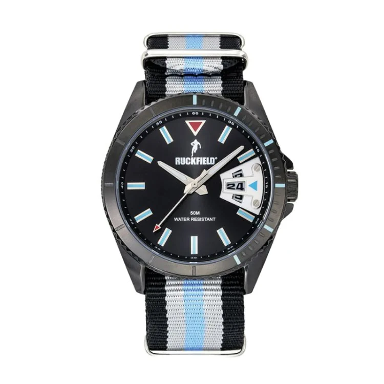 Montre Ruckfield - Rugby - Dateur - Nato Bleu Blanc et Noir