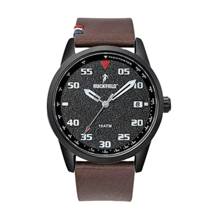 Montre Ruckfield - Rugby - Cuir Marron Foncé - Surpiqure Tricolore