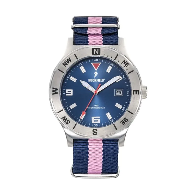 Montre Ruckfield - Rugby - Dateur - Nato Bleu et Rose
