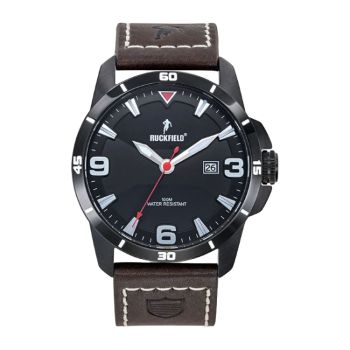 Montre Ruckfield - Vintage - Cuir Marron - Cadran Noir Blanc