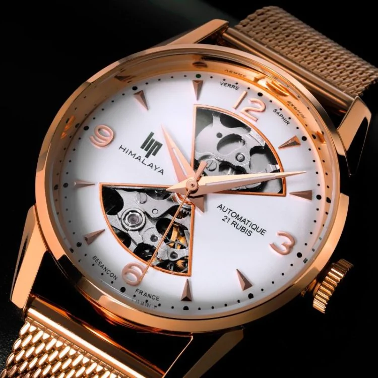 Cadran Montre LIP - Himalaya 33 mm Sablier - Squelette Automatique - Maille Milanais Rose