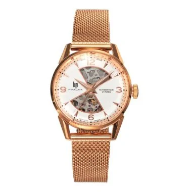 Face Montre LIP - Himalaya 33 mm Sablier - Squelette Automatique - Maille Milanais Rose