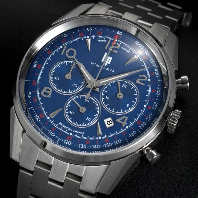 Cadran Montre LIP - Himalaya 40 mm - Chronographe - Acier Cadran Bleu