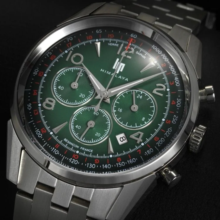 Cadran Montre LIP - Himalaya 40 mm - Chronographe - Acier Cadran Vert