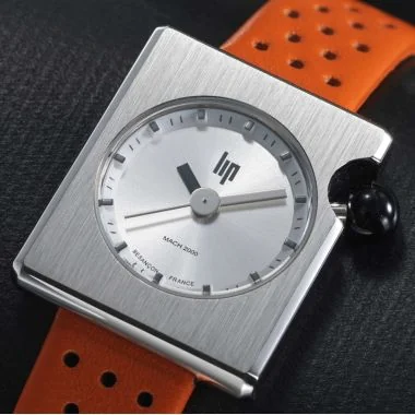 Cadran Montre LIP - Mach 2000 - Mini Square - Cuir Orange Perforé