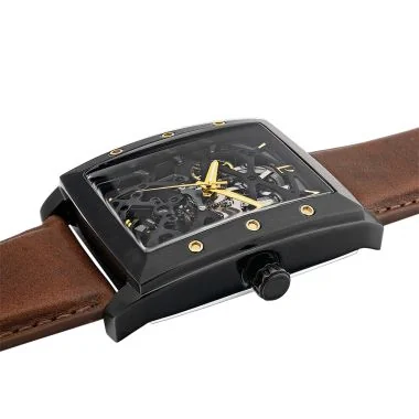 Profil Montre Pierre Lannier - Hector - Automatique - Squelette - Cuir Marron