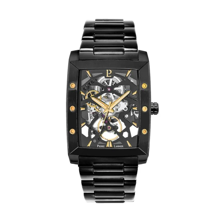 Montre Pierre Lannier - Hector - Automatique - Squelette - Acier Noir