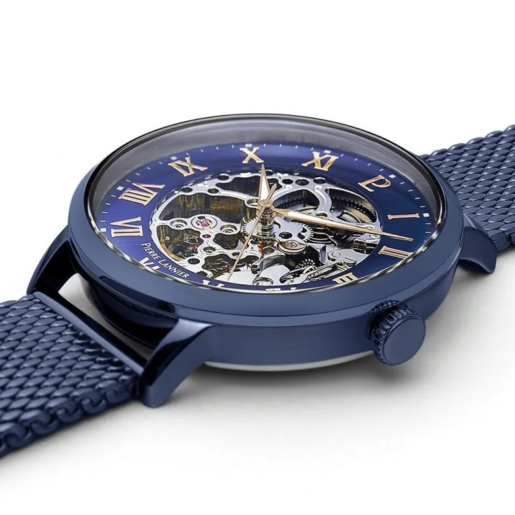 Profil Montre Pierre Lannier - Automatic - Squelette - Maille Milanaise Bleu