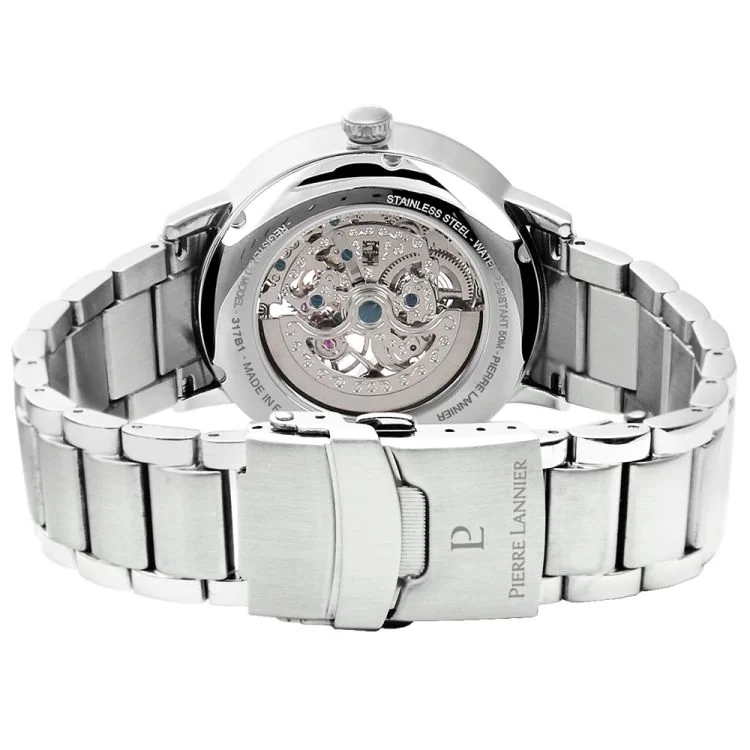 Bracelet Montre Pierre Lannier - Automatic - Squelette - Acier Noir et Argent