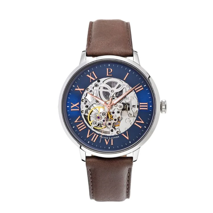 Montre Pierre Lannier - Automatic - Squelette - Cuir Marron