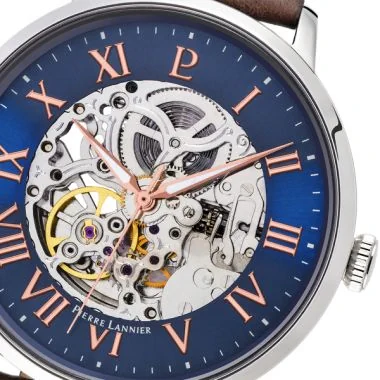 Cadran Montre Pierre Lannier - Automatic - Squelette - Cuir Marron
