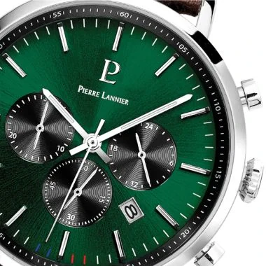 Cadran Montre Pierre Lannier - Baron - Chronographe - Cuir Marron