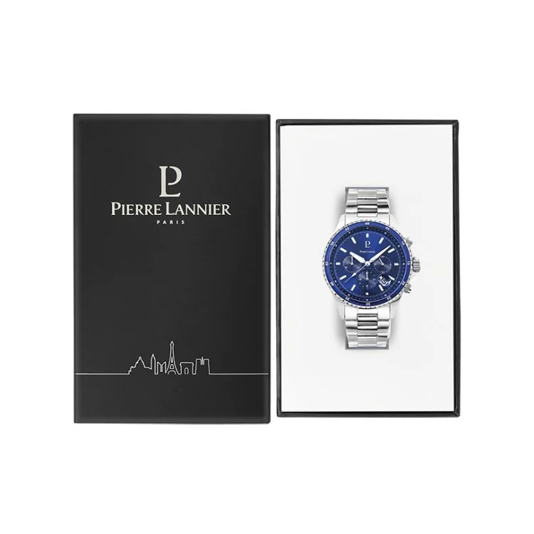 Coffret Montre Pierre Lannier - Cronos - Chronographe - Cadran Bleu