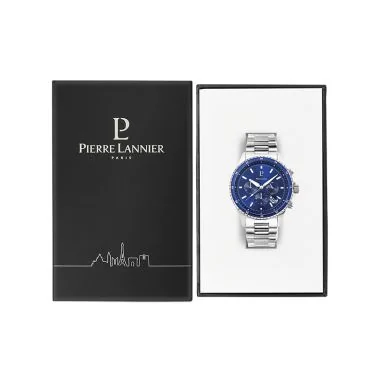 Coffret Montre Pierre Lannier - Cronos - Chronographe - Cadran Bleu