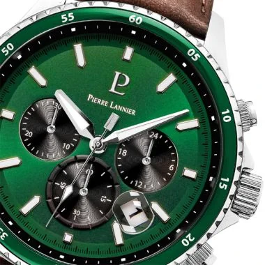 Cadran Montre Pierre Lannier - Cronos - Chronographe - Cadran Vert