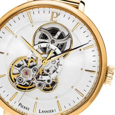 Cadran Montre Pierre Lannier - Mélodie - Squelette - Maille Milanaise Doré