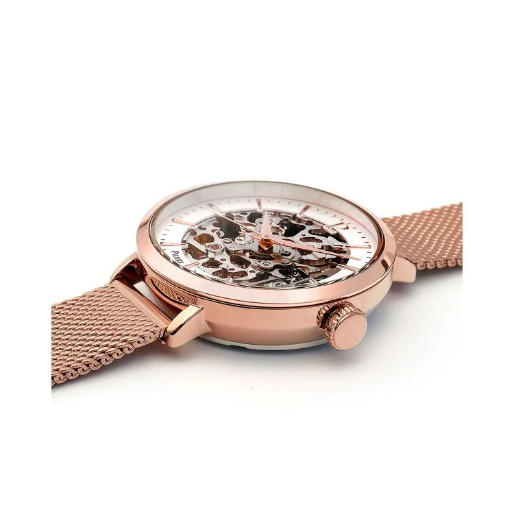 Profil Montre Pierre Lannier - Automatic - Squelette - Maille Milanaise Rose