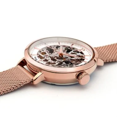 Profil Montre Pierre Lannier - Automatic - Squelette - Maille Milanaise Rose