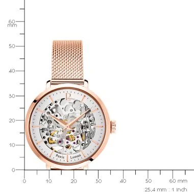 Mesure Montre Pierre Lannier - Automatic - Squelette - Maille Milanaise Rose