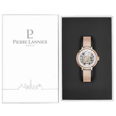 Coffret 2 Montre Pierre Lannier - Automatic - Squelette - Maille Milanaise Rose